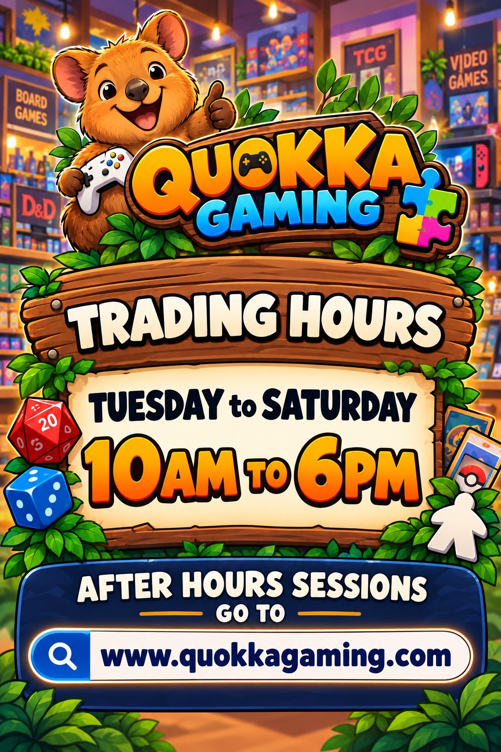 Quokka Gaming trading hours